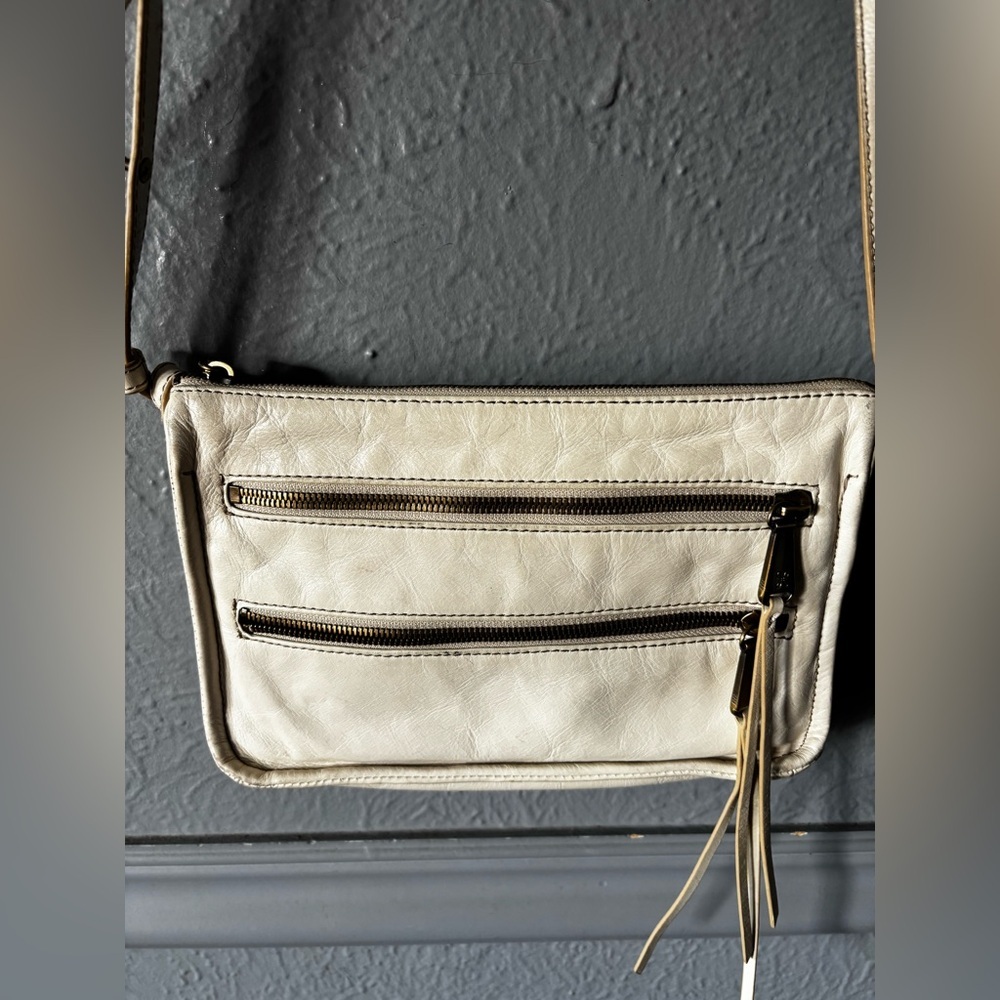 HOBO Cream Slim Crossbody Purse Leather Minimal Bag